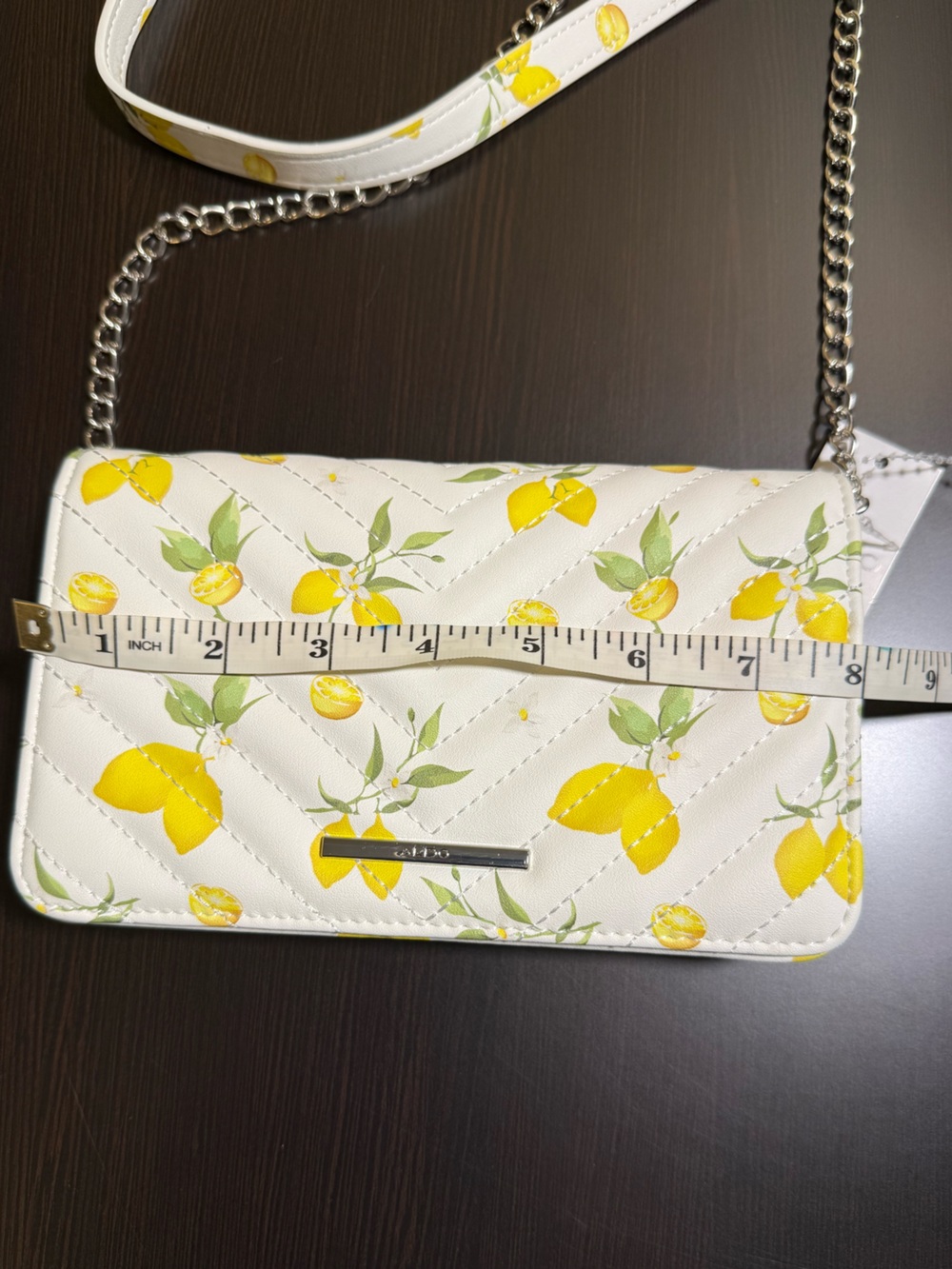 ALDO Women's White Lemon Print Quilted Crossbody Bag NWT - Picture 10 of 10